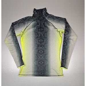 Nike‎ Pro 1/2 Zip Pullover Womens Large. Volt/ Blk Geometric Performance Dri-Fit